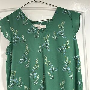 Loft Green Floral Blouse